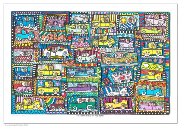 James Rizzi - THE ROMANCE OF THE ROAD - Original 3D Bild drucksigniert - ohne Ra...