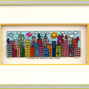 James Rizzi - A BUNCH OF BIRDS ON BUILDINGS  - Original 3D Bild drucksigniert