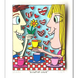 James Rizzi - A CUP OF LOVE  - Original 3D Bild drucksigniert