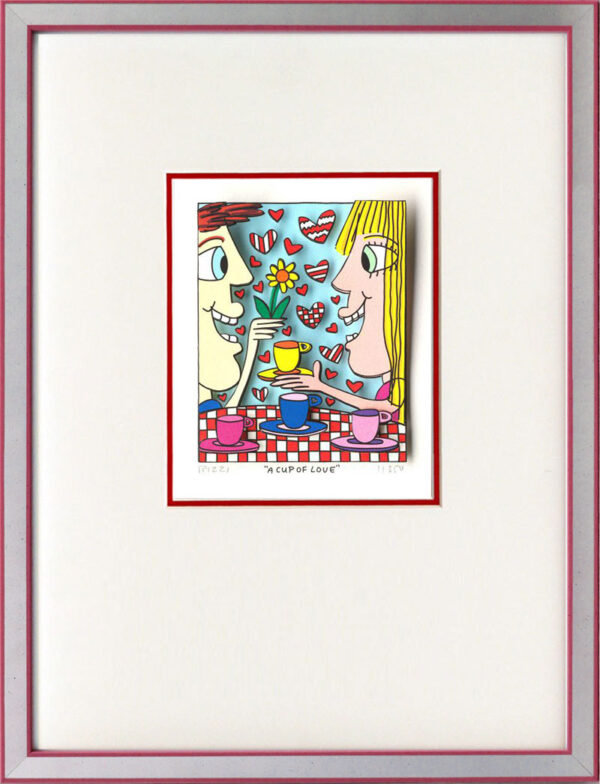James Rizzi - A CUP OF LOVE  - Original 3D Bild drucksigniert
