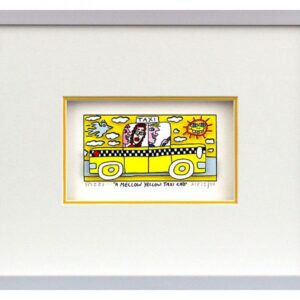 James Rizzi A MELLOW YELLOW TAXI CAB. 3D Bild drucksigniert-alurahmen-AP Exempla...