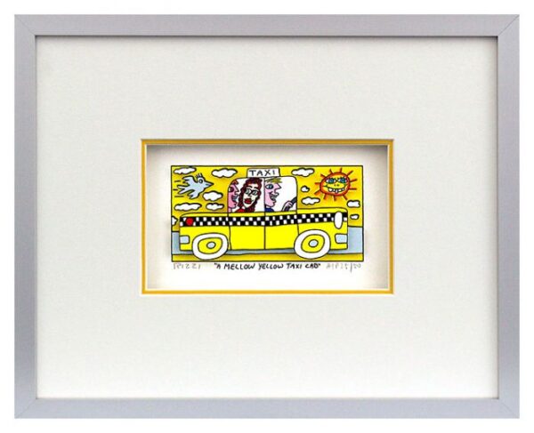 James Rizzi A MELLOW YELLOW TAXI CAB. 3D Bild drucksigniert-alurahmen-AP Exempla...