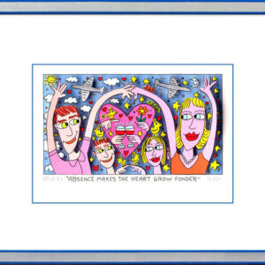 James Rizzi - ABSENCE MAKES THE HEART GROW FONDER - Original 3D Bild drucksignie...