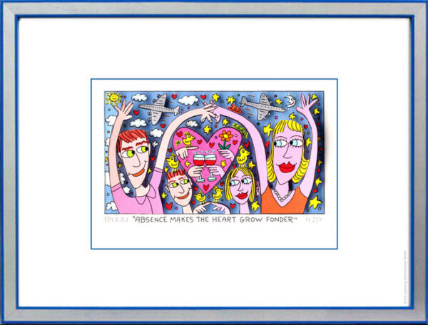 James Rizzi - ABSENCE MAKES THE HEART GROW FONDER - Original 3D Bild drucksignie...