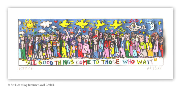 James Rizzi - ALL GOOD THINGS COME TO THOSE WHO WAIT  - Original 3D Bild drucksi...