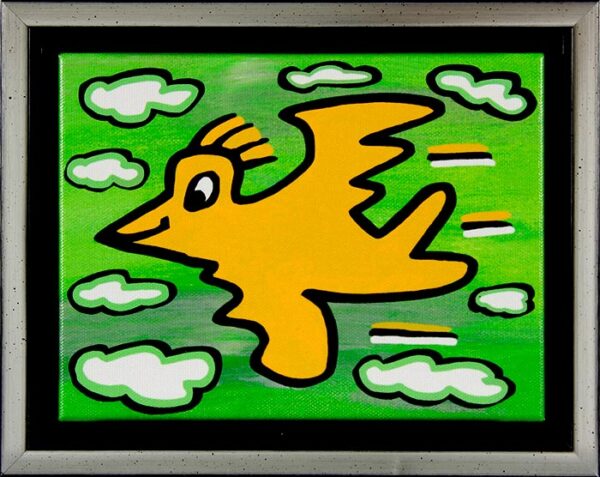 James Rizzi BIRD - YELLOW ON GREEN - 2D-Pigmentdruck