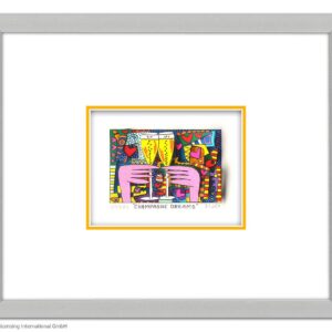 James Rizzi - CHAMPAGNE DREAMS - Original 3D Bild drucksigniert-alurahmen-Normal...