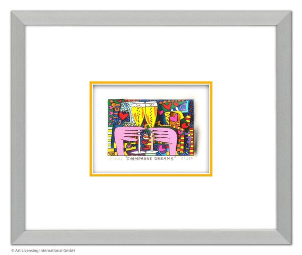 James Rizzi - CHAMPAGNE DREAMS - Original 3D Bild drucksigniert-alurahmen-Normal...