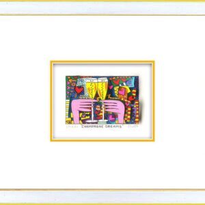James Rizzi - CHAMPAGNE DREAMS - Original 3D Bild drucksigniert-silber gelb-Norm...