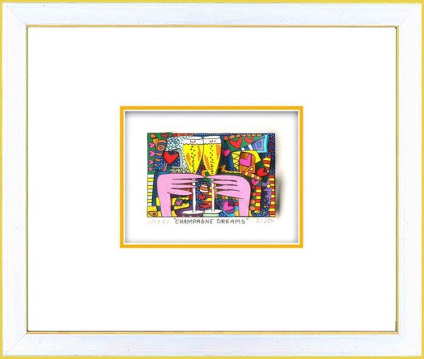 James Rizzi - CHAMPAGNE DREAMS - Original 3D Bild drucksigniert-silber gelb-Norm...