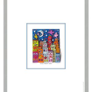 James Rizzi - CITY NIGHT SKY - Original 3D Bild drucksigniert