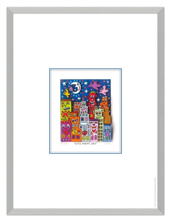 James Rizzi - CITY NIGHT SKY - Original 3D Bild drucksigniert