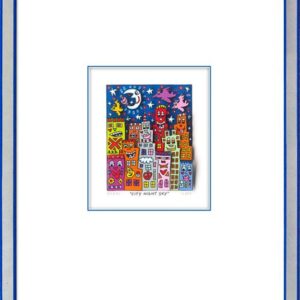 James Rizzi - CITY NIGHT SKY - Original 3D Bild drucksigniert