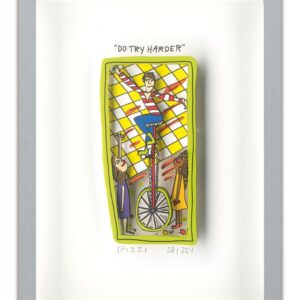 James Rizzi - DO TRY HARDER - Original 3D Bild drucksigniert