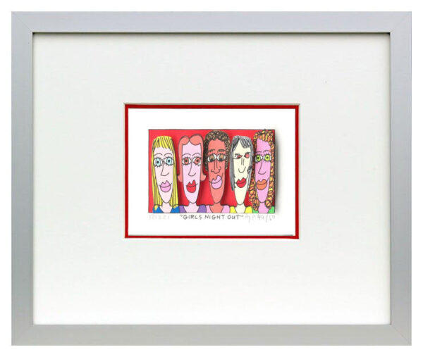 James Rizzi - Girls night out - Original 3D Bild drucksigniert-alurahmen-Normale...