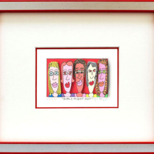 James Rizzi - Girls night out - Original 3D Bild drucksigniert-Silber-rot-Normal...
