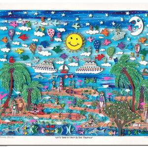James Rizzi - LET´S TAKE A TRIP TO THE TROPICS - Original 3D Bild drucksigniert