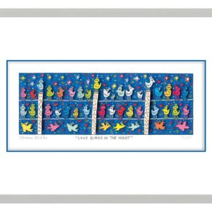 James Rizzi - LOVE BIRDS IN THE NIGHT - Original 3D Bild drucksigniert