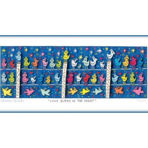 James Rizzi - LOVE BIRDS IN THE NIGHT - Original 3D Bild drucksigniert