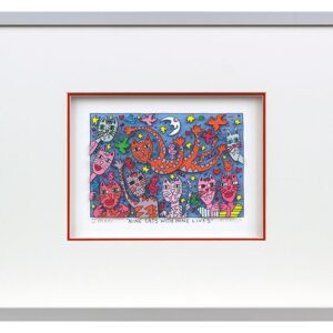James Rizzi - Nine cats with nine lives - Original 3D Bild drucksigniert-alurahm...