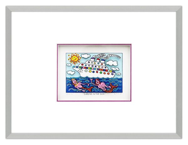 James Rizzi - SIRENS IN THE SEA - Original 3D Bild drucksigniert-alurahmen-Norma...