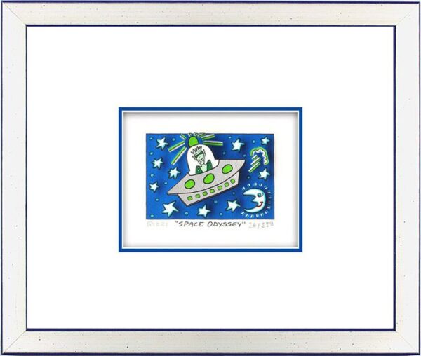 James Rizzi - SPACE ODYSSEY  - Original 3D Bild drucksigniert-Silber-blau-AP Exe...