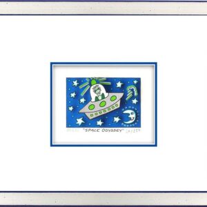 James Rizzi - SPACE ODYSSEY  - Original 3D Bild drucksigniert-Silber-blau-Normal...