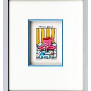 James Rizzi - TAKE A BREAK - Original 3D Bild drucksigniert-Silber-hellblau-Norm...