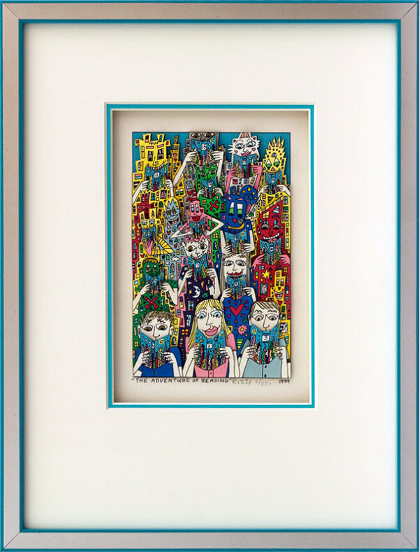 James Rizzi - THE ADVENTURE OF READING - Original 3D Bild HANDSIGNIERT