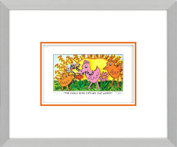 James Rizzi - THE EARLY BIRD CATCHES THE WORM  - Original 3D Bild drucksigniert