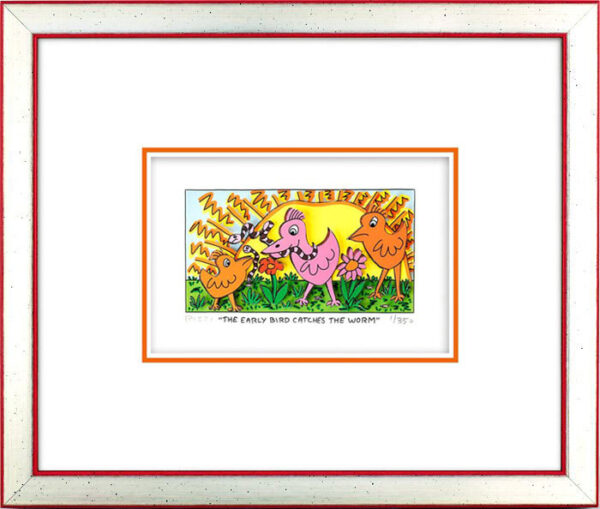 James Rizzi - THE EARLY BIRD CATCHES THE WORM  - Original 3D Bild drucksigniert