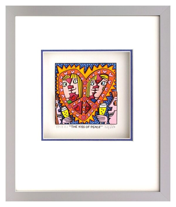 James Rizzi - THE KISS OF PEACE  - Original 3D Bild drucksigniert-alurahmen-AP E...
