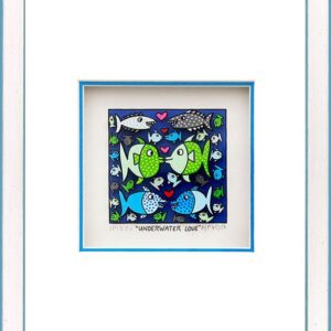 James Rizzi - UNDERWATER LOVE - Original 3D Bild drucksigniert-Silber-hellblau-N...