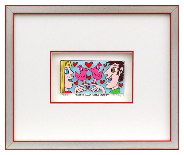 James Rizzi WHEN LOVE BIRDS MEET - 3D Bild drucksigniert