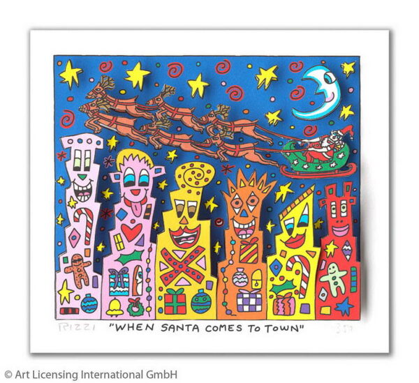 James Rizzi - When Santa Comes To Town - Original 3D Bild drucksigniert - ohne R...