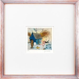 Janosch - BAD ZWISCHENAHN DREI - original Radierung handsigniert-silber-orange