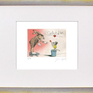 Janosch - GRATULATION DU LIEBER HASE - original Radierung handsigniert-silber ge...
