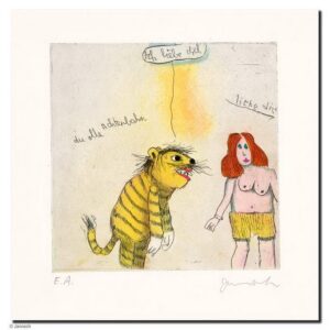 Janosch - ICH LIEBE DICH DU OLLE ACHTERBAHN - original Radierung handsigniert - ...