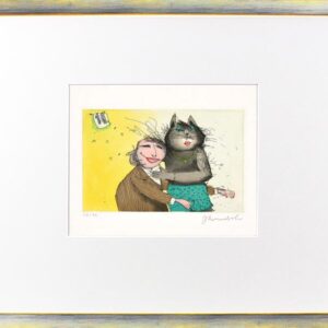 Janosch - KATZE NO. 11 - original Radierung handsigniert-silber gelb