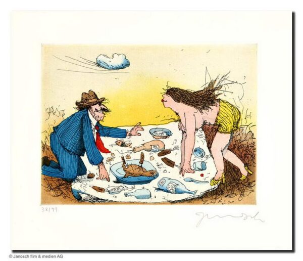 Janosch - PICKNICK MIT LYDIA - original Radierung handsigniert - ohne Rahmen PP