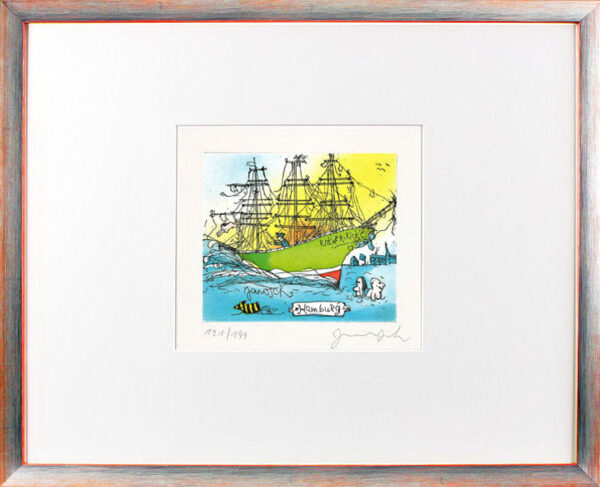 Janosch - RICKMER - RICKMERS (HAMBURG KLEIN) - original Radierung handsigniert-s...