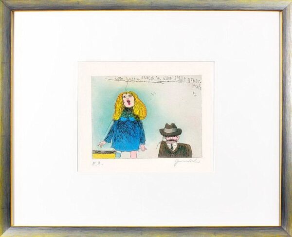 Janosch - WIR HABEN ENDLICH IN ALLER STILLE GEHEIRATET - original Radierung hand...