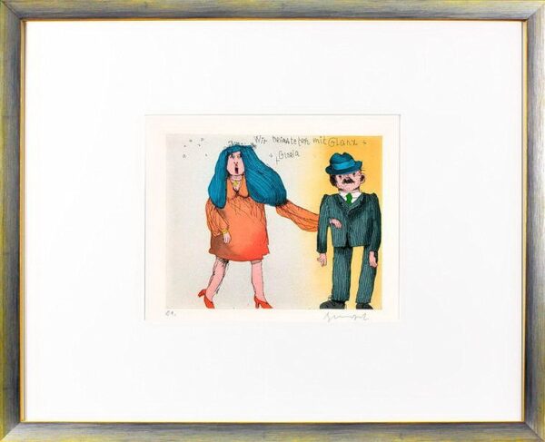 Janosch - WIR HABEN GEHEIRATET MIT GLANZ UND GLORIA - original Radierung handsig...