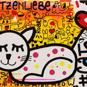HONK!ART - Jürgen Kadel - KATZENLIEBE small Original handgemalte Mischtechnik