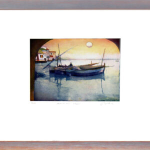 Jutta Votteler - Abend am Meer - Original Farb-Radierung - limitiert und handsig...