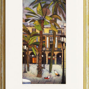 Jutta Votteler - Barcelona Plaza Real - Original Farb-Radierung - limitiert und ...