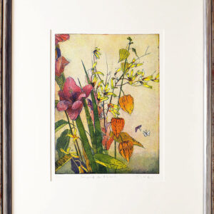 Jutta Votteler - Bouquet de fleurs - Original Farb-Radierung - limitiert und han...