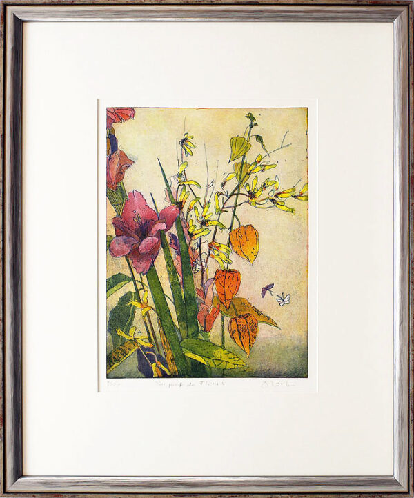 Jutta Votteler - Bouquet de fleurs - Original Farb-Radierung - limitiert und han...