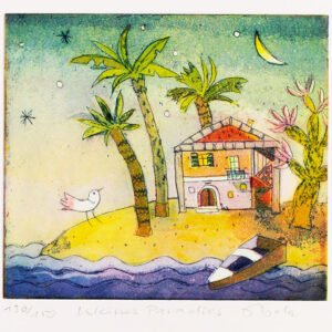 Jutta Votteler - Kleines Paradies - Original Farb-Radierung - limitiert und hand...