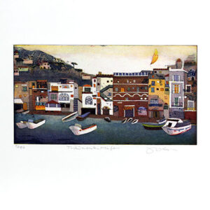 Jutta Votteler - Träumender Hafen - Original Farb-Radierung - limitiert und hand...